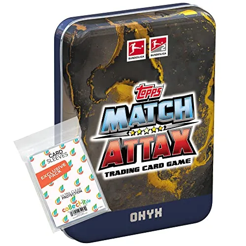 collect-it.de MY HOME OF CARDS + TOYS Exklusive Aufbewahrungshüllen im Bundle mit Topps Match Attax 2022/23-1 zufällige Mini Tin Box + 1 seltene Nationalspieler Karte