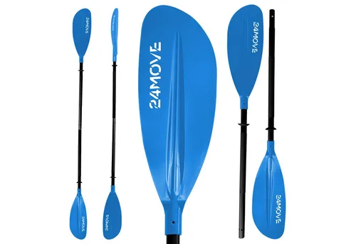 24MOVE® Doppelpaddel LAGO 220cm - Verstellbares Aluminium Paddel für Kajak und Stand-Up Paddling - Paddel für Kajaks mit leichtem Aluminium-Schaft für optimale Balance. Ideal für Anfänger und Profis, mit verstellbarem Blattwinkel für individuelle Anpassung an Wasserbedingungen.