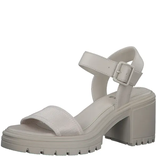 s.Oliver Damen Sandale Plateausohle Blockabsatz 5-28327-20, Größe: 41 EU, Beige - Moderne Plateausandale mit 7,5 cm Blockabsatz und 3 cm Plateau. Bequemes Synthetikmaterial und individuelle Schnalle für optimalen Halt. Perfekt für trendbewusste Frauen!