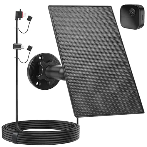 GuKKK Solarpanel für Blink Kamera mit eingebautem 2600mAh wiederaufladbarem Akku, IP66 Wasserdicht, 4M Ladekabel, kompatibel mit Blink XT,XT2 & New Outdoor (3rd Gen) Outdoor 4 (4th Gen)