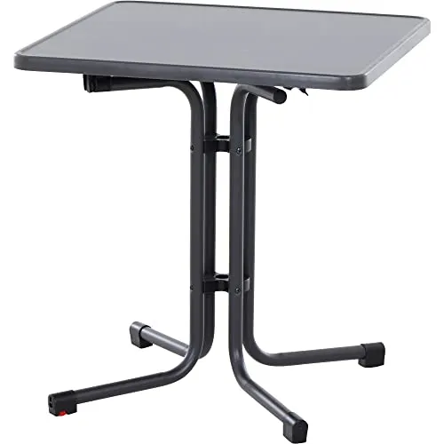 Siena Garden Paco Klapptisch 67x67 – Matt Anthrazit - Gartentisch mit pulverbeschichtetem Stahlgestell und schiefer-antiker Melamin-Tischplatte, klappbar für platzsparende Lagerung und ideal für den Garten oder Balkon.