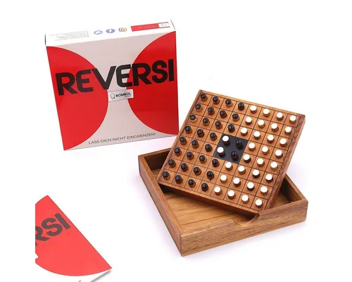 ROMBOL Denkspiele Spiel Reversi – Interessantes Strategiespiel für 2 Personen aus edlem Holz, Brettspiel, Holzspiel
