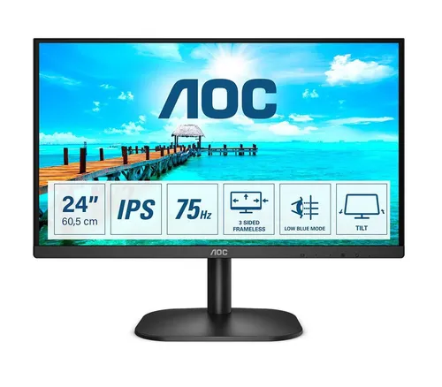 AOC 24B2XH - 24 Zoll FHD Monitor (1920x1080, 75 Hz) mit Flicker-Free und Low-Blue Light Technologie für optimalen Sehkomfort