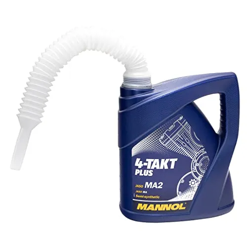 Motoröl MANNOL 4-Takt Plus API SL SAE 10W-40 teilsynthetisch 4 Liter Motorrad ÖL Motorradöl Roller mit Ausgießer für Adly/Herchee AJP Aprilia Arctic Cat