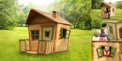 Kinder-Spielhaus Holz Comic Kinderspielhaus Mit Terrasse von Bloxxis