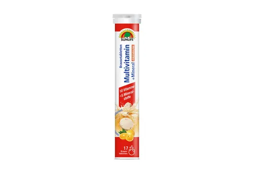 Produktbild SUNLIFE SUNLIFE® Multivitamin + Mineral Brausetabletten hochdosiert Energie Täglich 1x eine Brausetablette in einem Glas Wasser (250 ml) auflösen und trinken