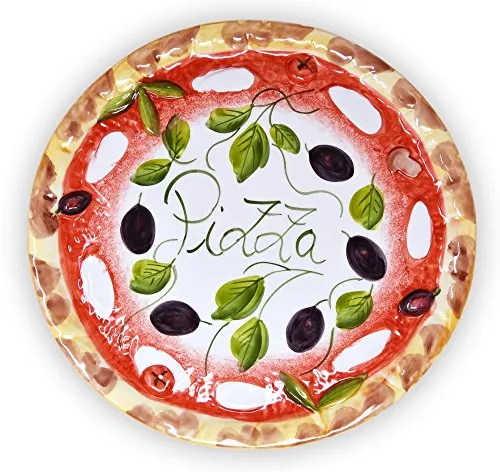 Lashuma Handgemachter Pizzateller Olive in rot von Lashuma