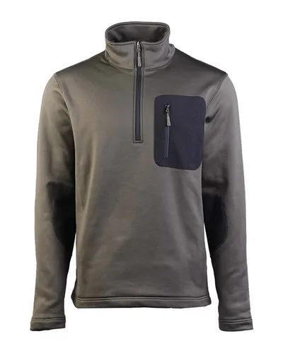 Thermo-Fleece Zip-Pullover oliv - Outdoor Sweatshirt in Militär-Style, ideal für kalte Tage und aktive Freizeitgestaltung, Größe: L