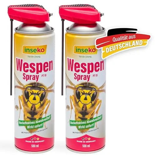inseko Wespenspray 500ml - Effektive Wespenabwehr mit Sprührohr - Zuverlässiges Wespenspray mit Sofortwirkung zur Abwehr von Wespen und Nestern. Ideal für Haus und Garten, einfach anzuwenden dank präzisem Sprührohr. Qualität aus Deutschland!