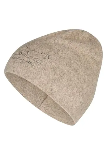 Sterntaler Beanie aus weichem Jersey mit Melange-Effekt - Unisex Babymütze mit Stickerei Eisbären - warm und bequem - braun Melange, Größe 45