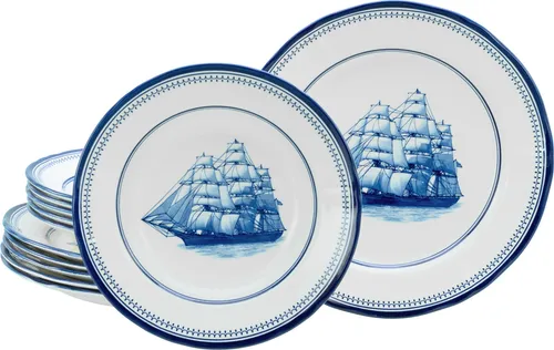 CreaTable Segelschiff Blau Tafelservice 12-tlg in blau von CreaTable