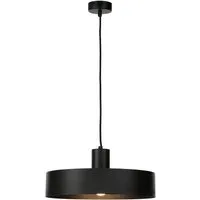 Hängelampe Schwarz mit breitem Schirm aus Metall - Deckenlampe im Retro-Stil, ideal für Küche, Wohnzimmer und Esszimmer. Aus lackiertem Stahl gefertigt und mit einem Durchmesser von 350 mm sorgt sie für eine stilvolle Beleuchtung.