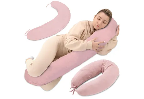 Totsy Baby Stillkissen XXL 190 cm Puderrosa - Stillkissen für werdende Mamas und stillende Mütter, ergonomische Unterstützung für besseren Schlaf und weniger Positionswechsel während der Schwangerschaft.