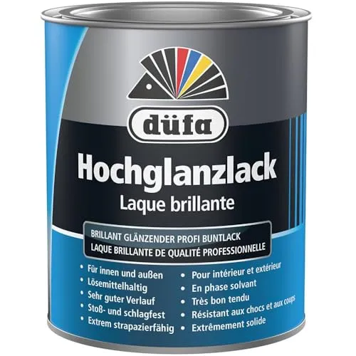Düfa Hochglanzlack RAL 9005 Tiefschwarz 750 ml - Hochglänzender Lack in tiefschwarz für perfekte Oberflächen, ideal für Möbel und Wände, einfache Anwendung und schnelle Trocknung.