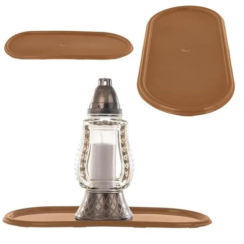 KADAX Plastikunterlage für Grablicht, Ovales Tablett für Grab, Kunststoff Untersatz für Grabblumen und Kerzen, Tafelplatte, Schutz für Grab (Gold, 43.5 cm)