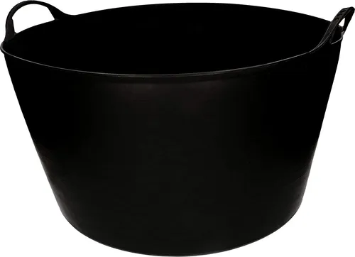 KOTARBAU® Elastischer Gummitrog 55L Schwarz mit Tragegriffen Universal Flexibler Gartenkorb