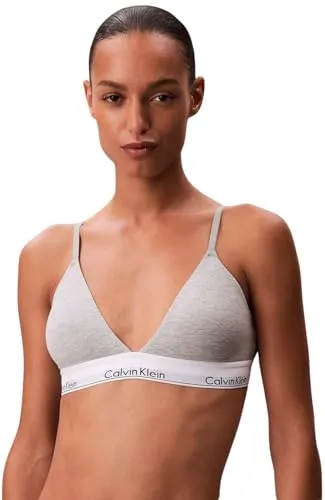Calvin Klein Damen Triangel BH Lightly Lined mit Logobund, Grau (Grey Heather), XS