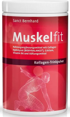 Sanct Bernhard Muskelfit - 500g Nahrungsergänzungsmittel - Effektives Kollagenpulver für Muskelaufbau und Regeneration. Mit Calcium und Vitamin B6 für optimale Unterstützung im Krafttraining.