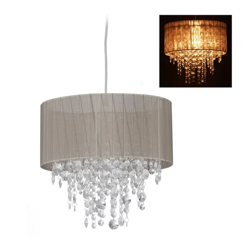 Relaxdays Hängelampe Kristall - Elegante Pendellampe aus Organza - Lampen: Stilvolle Hängelampe mit Kristallen für stimmungsvolles Licht - Perfekt für Wohnzimmer, Schlafzimmer oder Flur mit eleganter Optik.