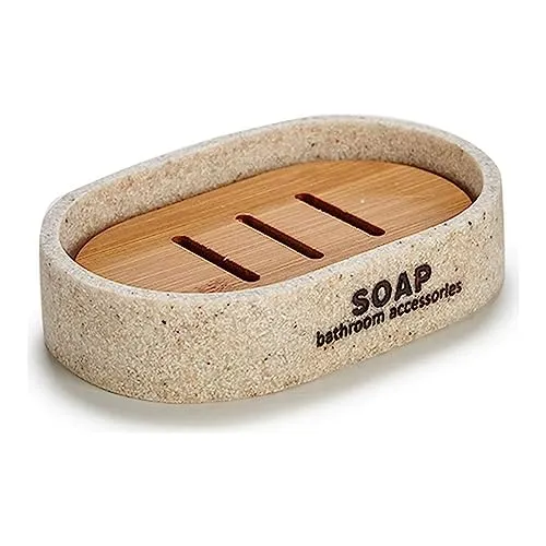 Creme Seifenschale aus Bambusharz, 8 x 2,5 x 12,5 cm