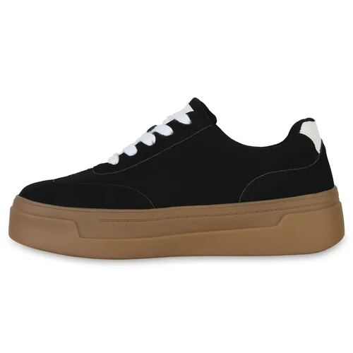VAN HILL Damen Sneaker Low Schnürer Plateau Freizeit Schuhe - Stylische Sneaker für Damen mit Plateauabsatz von 3,5 cm, ideal für Frühling und Sommer – bequem und modisch zugleich!