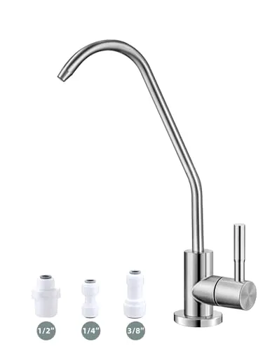 Trinkwasserhahn, bleifrei, Umkehrosmosehahn, Wasserfilterhahn für Küchenspüle, gebürstetes Nickel, SUS304 RO Wasserhahn