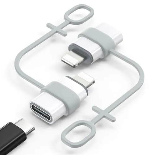 MoKo USB C auf Lightning Adapter 2Stück, Nicht für Audio/OTG, Adapter USB C auf Lightning mit Schnelles Laden Anti Verlust Seil für iPhone 14/13/12/11/X, Pad Pro/Air 5/Mini 6, Pod Nano/Touch, Weiß