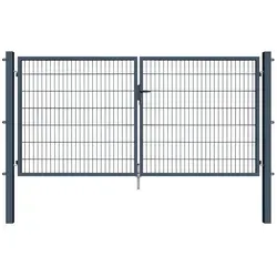 Terrasse2000 Gartentor 300 x 140 cm Doppelstabmatten Gartentor Doppeltor Basic 6/5/6 mm grau 140 cm x 140 cm