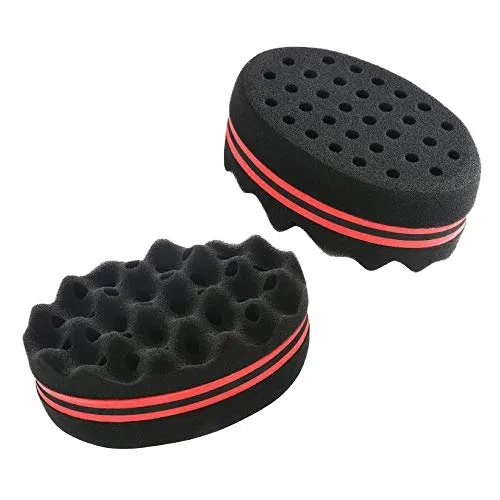 XLKJ 2er Pack BIG Löcher Barber Haarbürste Schwamm,Afro Curl Coil Wave Hair Care Werkzeug