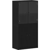 vidaXL Highboard Schwarz Eiche 68x37x142 cm - Hochschrank aus Holzwerkstoff mit stilvollem Design und viel Stauraum für Bücher und Geschirr. Ideal für Wohnzimmer, verbindet Eleganz mit praktischen Funktionen.
