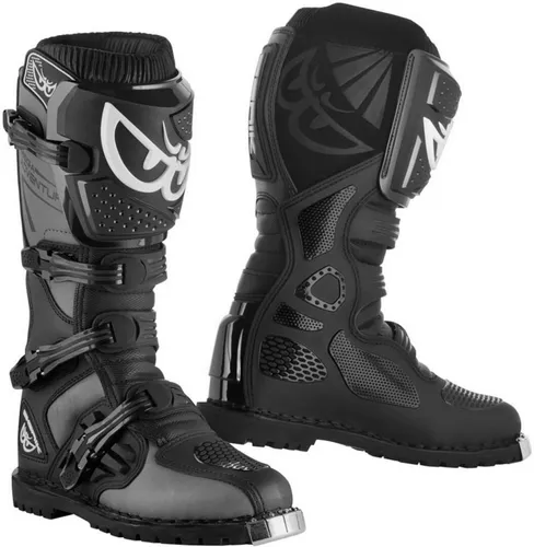 Berik Terrain Adventure Enduro / MX Stiefel - Größe 48, schwarz-grau für Männer - Robuste Motorradstiefel aus 1.68mm Wildleder mit PU-Beschichtung, ideal für Abenteuer und Enduro-Riding, ausgestattet mit rutschfester Gummiaußensohle.