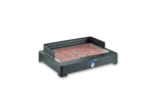 SEVERIN PG 8565 Tischgrill - Energieeffizienter Elektrogrill für drinnen und draußen mit schnellem Grillstart und SafeTouch-Gehäuse für sichere Handhabung ohne Verbrennungsgefahr.