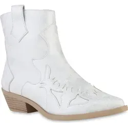 VAN HILL Damen Cowboy Boots Stiefeletten Silber 37 von Van Hill