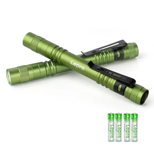Lepro Taschenlampe (2 Stück), Mini LED Stiftlampe mit 3 Modi, Grün | IPX4 Stiftlampe, Handheld Taschenlampe Klein Inklusive 2 AAA-Batterien, perfekt für Inspektion, Arbeit, Reparatur