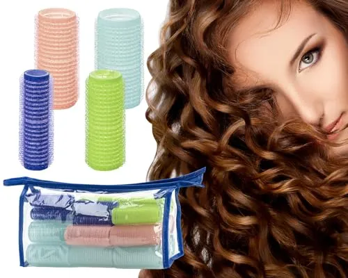 Stahlia Lockenwickler über Nacht Haarwickler (24 Stück - 8xØ28mm, 6xØ25mm, 4xØ20mm, 6xØ15mm) Locken ohne Hitze Lockenwickler selbsthaftend hitzefreie Locken