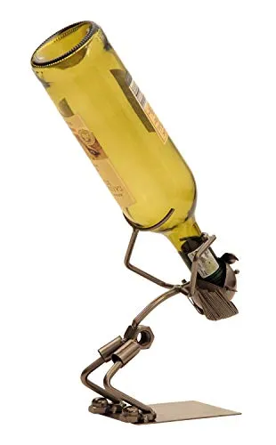 Geschenkestadl Flaschenhalter Lustiger Trinker Metall Flaschenständer Weinhalter Metallständer