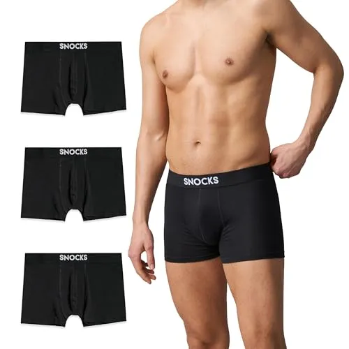 Snocks Herren Boxershorts 3er Pack Schwarz Größe L von Snocks