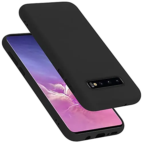 Cadorabo Hülle kompatibel mit Samsung Galaxy S10 Plus Hülle Silikon Handyhülle für Galaxy S10 Plus Case aus flüssigem Silikon- Kratzfeste und stoßfeste dünne TPU Schutzhülle - Liquid SCHWARZ