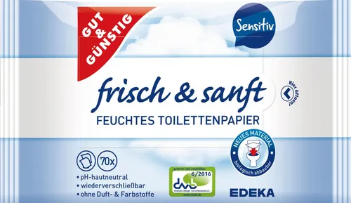 GUT&GÜNSTIG Feuchtes Toilettenpapier frisch & sanft 1-lagig