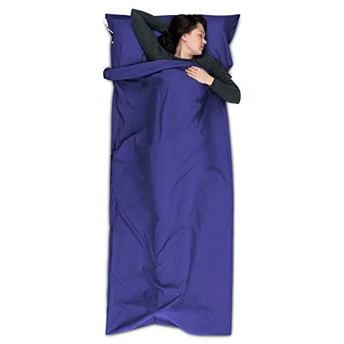 EAZY CASE Mikrofaser Hüttenschlafsack, Leichter Schlafsack, Reiseschlafsack fürs Handgepäck auch als Decke, Blau