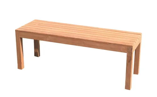 Gartenbank ohne Lehne 4-Sitzer 180 cm in Premium Teak - Elegante Gartenbank für 4 Personen aus unbehandeltem Premium Teak, ideal für Terrasse oder Balkon. Stabil gebaut mit hochwertiger Zapfenverbindung, für stilvolle Entspannung im Freien.