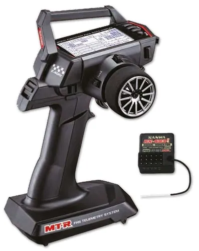 Sanwa MT-R Telemetrie Fernsteuerung mit RX-493i Empfänger - Sender & Empfänger Set für Modellbau, 2,4 GHz Frequenz, ideal für präzise Steuerung von Fahrzeugen im Maßstab 1:4 bis 1:20.