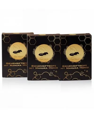 Bienengift Seife mit Manuka Honig - Naturseife 100 g ohne Parfüm - Entdecken Sie die Bienengift Seife mit echtem Manuka Honig! Diese palmölfreie Naturseife bietet eine sanfte, gründliche Reinigung und pflegt die Haut auf natürliche Weise. Ideal für bewusste Körperpflege und nachhaltig verpackt.