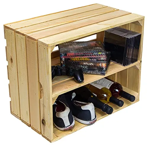 Kistenkolli Altes Land Massive Schuh- Bücherregalkiste Obstkiste Weinkiste Maße ca 50 x 40 x 31cm xxxaus dem Alten LandxxxWeinkisten Obstkisten Holzkiste Dekokiste Regal (Natur Längs)