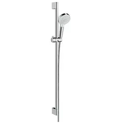 hansgrohe Crometta Vario Brauseset 26536400 - Brausegarnitur mit 90 cm Brausestange, Strahlarten Rain und IntenseRain für ein individuelles Duscherlebnis, inklusive drehbarem Brausekopf und schwenkbarem Schieber.