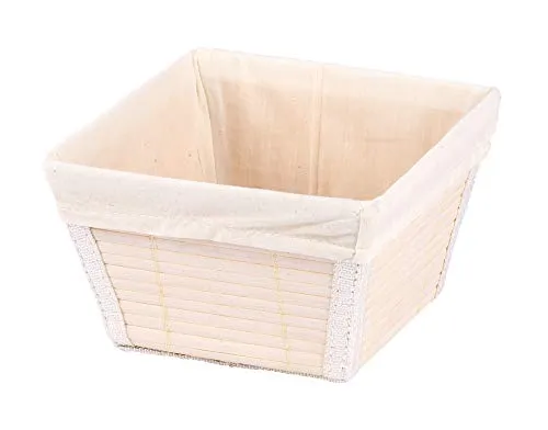 WENKO 21626100 Aufbewahrungskorb Bamboo Größe S, Badkorb, Bambus, 15 x 9 x 15 cm, weiß