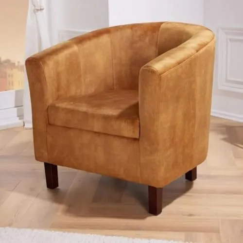 LEBENSwohnART Bequemer Cocktail-Sessel POLTRONA Samt senfgelb Sessel Lounge Armlehnen