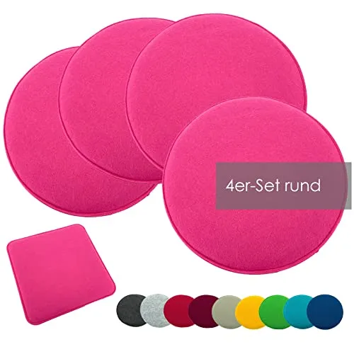 heimtexland ® 4er Pack Sitzkissen Filz Typ631 - Pink - Stuhlkissen aus 100% pflegeleichtem Polyester, ideal für drinnen und draußen. Hoher Sitzkomfort durch 2 cm Polsterung, schnell trocknend und fleckunempfindlich.