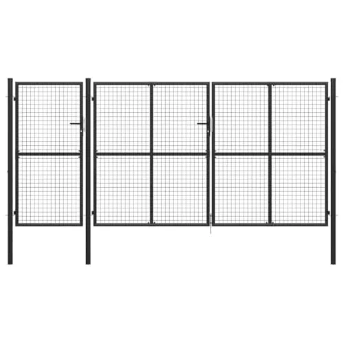 vidaXL Gartentor Stahl 400 x 150 cm Anthrazit - Gartentor aus rostfreiem Hochleistungsstahl, ideal für Sicherheit und Stil in Ihrem Garten. Inklusive Schloss und 3 Schlüsseln für zusätzlichen Schutz.