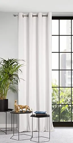 Eurofirany Samt Vorhang mit Ösen Gardine Balkontür Gemustert Velvet Optik 1 STK. Gewelltes Muster Einfarbig Flauschig Wohnzimmer Schlafzimmer Lounge 140x250 cm 3D Struktur Weiß, 140x250cm